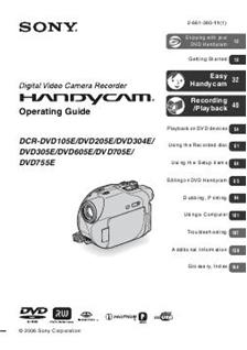 Sony DCR DVD 304 E manual. Camera Instructions.